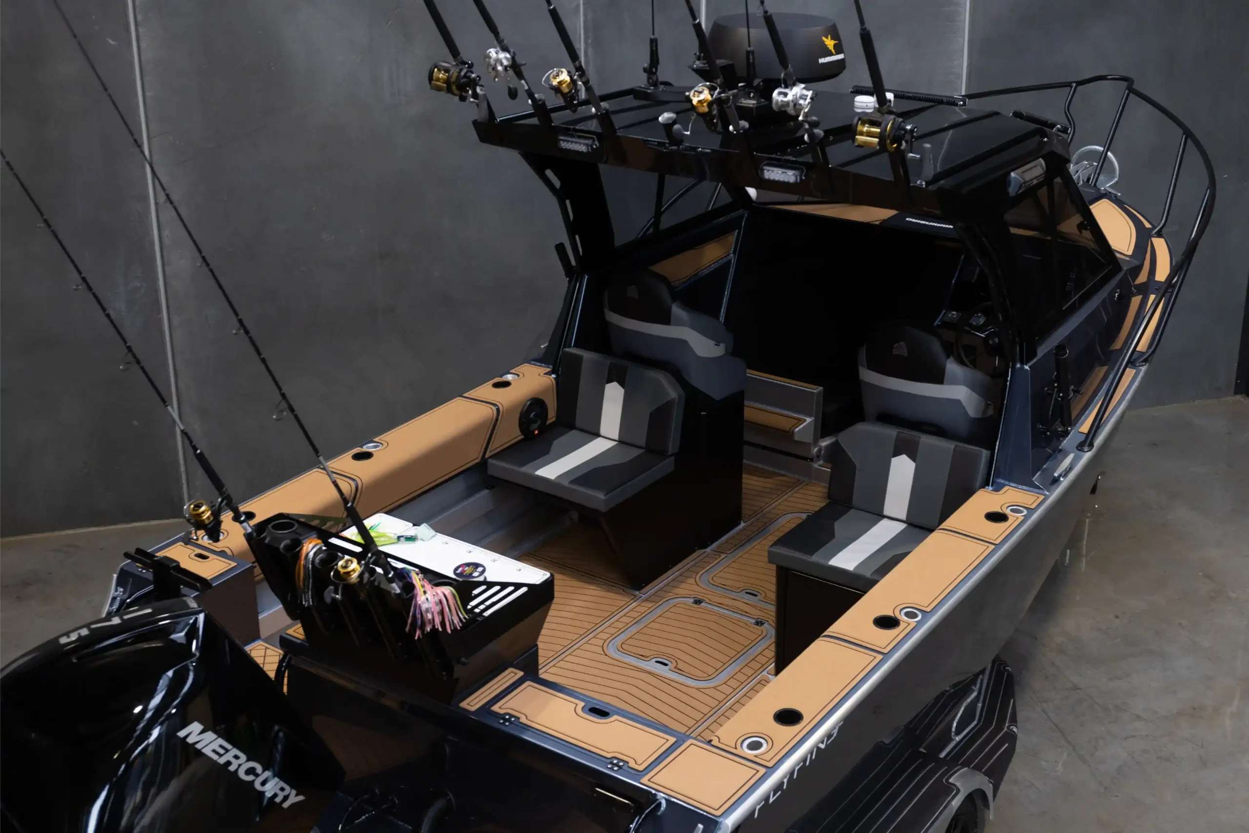 Flyfin cockpit seating with U-Dek marine decking