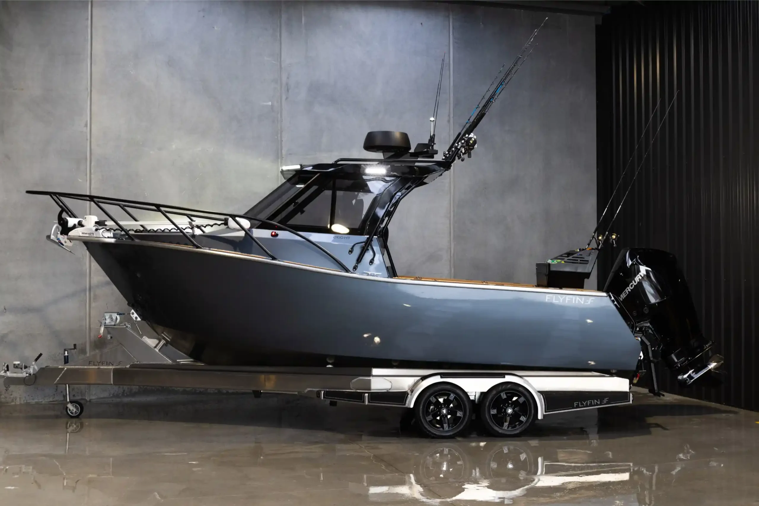 Flyfin 2100HT 6.5m aluminium hardtop boat, side profile